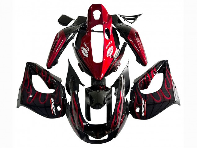 1997-2007 Yamaha YZF 1000R Thunderace Motorcycle Fairing Kits - Black with Red Flame