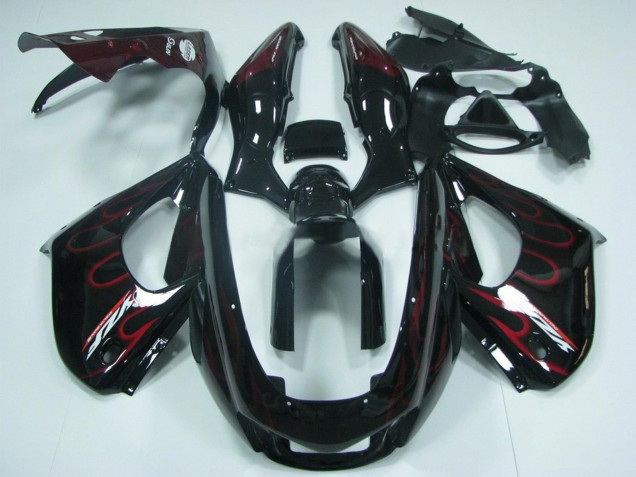 1997-2007 Yamaha YZF 1000R Thunderace Motorcycle Fairing - Black with Red Flame