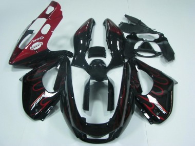 Custom 1997-2007 Yamaha YZF 1000R Thunderace Motorcycle Fairings - Black with Red Flame