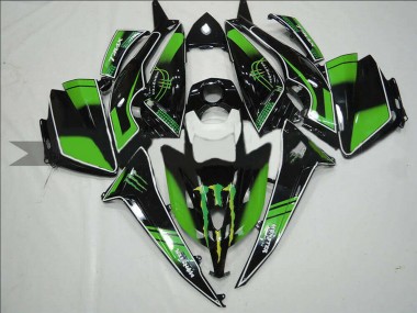 Custom 2012-2014 Yamaha TMAX530 Motorcycle Fairings - Glossy Black Green Monster