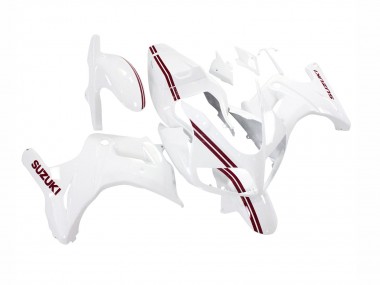 Custom 2003-2013 Suzuki SV650 Motorcycle Fairings - White with Dark Red Lines