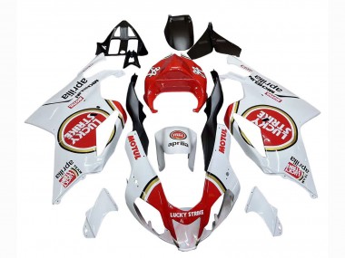 Custom 2003-2006 Aprilia RSV1000 Motorcycle Fairings - White Red Lucky Strike Motul 34