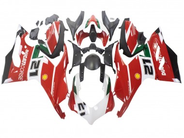 Custom 2020-2024 Ducati Panigale V2 Motorcycle Fairings - White Red Green Matte Black Corse 21