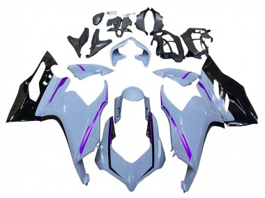 Custom 2020-2024 Ducati Panigale V2 Motorcycle Fairings - Glossy Grey Purple Glossy Black