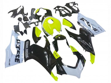 Custom 2020-2024 Ducati Panigale V2 Motorcycle Fairings - White Lime Green Glossy Black Stein Dinse VR 46