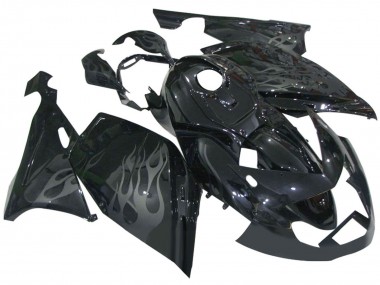 Custom 2005-2010 BMW K1200S Motorcycle Fairings - Glossy Black Grey Flame