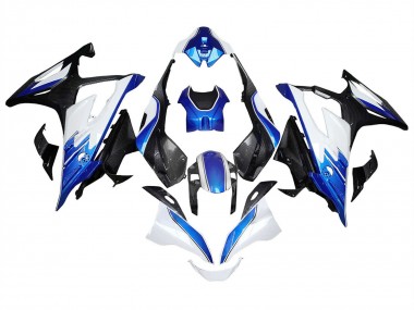 Custom 2023-2024 BMW S1000RR Motorcycle Fairings - White Blue Black Carbon Fiber