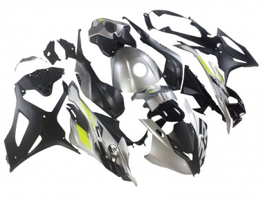 Custom 2023-2024 BMW S1000RR Motorcycle Fairings - Silver Matte Black Lime Green