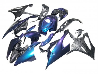 Custom 2019-2022 BMW S1000RR Motorcycle Fairings - Gradient Blue Purple Forged Carbon Fiber