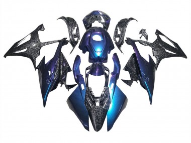Custom 2019-2022 BMW S1000RR Motorcycle Fairings - Gradient Blue Purple Forged Carbon Fiber