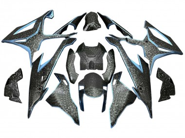 Custom 2019-2022 BMW S1000RR Motorcycle Fairings - Black Light Blue Forged Carbon Fiber