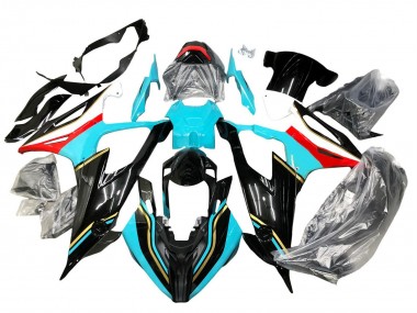 Custom 2019-2022 BMW S1000RR Motorcycle Fairings - Black Sky Blue Red