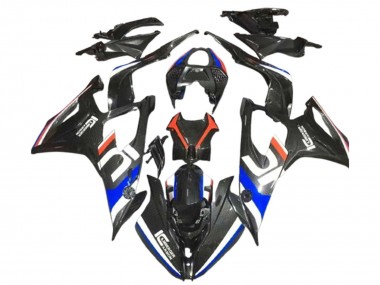 Custom 2019-2022 BMW S1000RR Motorcycle Fairings - Black White Blue Carbon Fiber