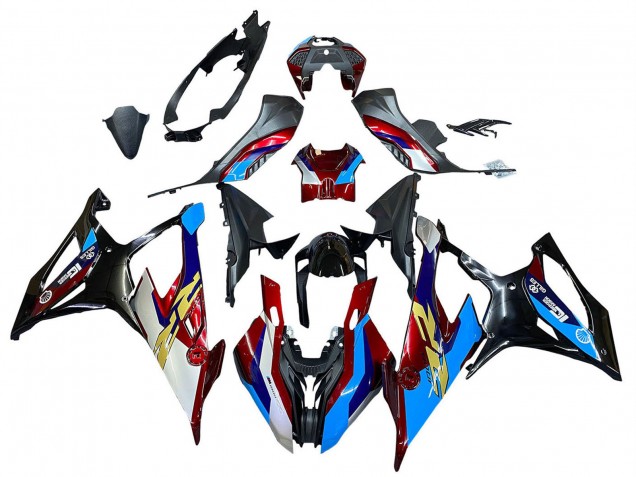 2019-2022 BMW S1000RR Motorcycle Fairing - White Blue Red Black