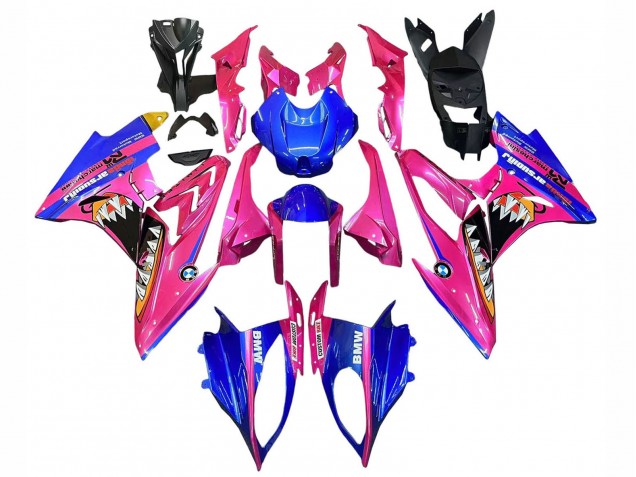 2017-2018 BMW S1000RR Motorcycle Fairings - Pink Blue Yellow Shark
