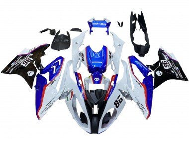 Custom 2017-2018 BMW S1000RR Bike Fairings - White Blue Red Glossy Black