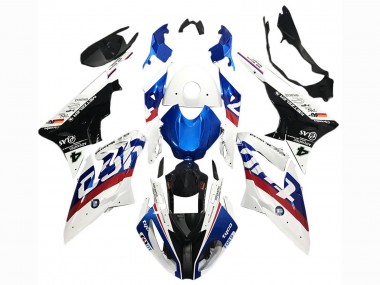 Custom 2017-2018 BMW S1000RR Motorcycle Fairings - White Blue Red Glossy Black Tyco