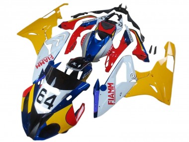 Custom 2015-2016 BMW S1000RR Motorcycle Fairings - Yellow White Blue Fiamm 64