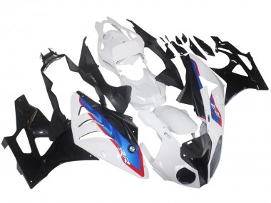 Custom 2009-2014 BMW S1000RR Motorcycle Fairings - White Red Blue Glossy Black HP Becker Carbon