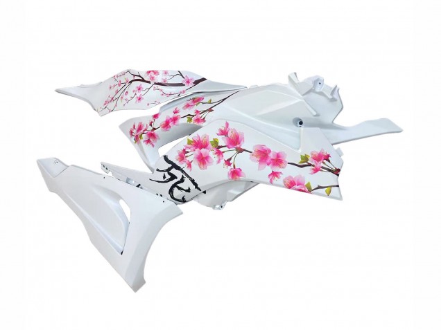 2023-2025 Kawasaki ZX6R Motorcycle Fairings - Black White with Flower