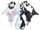 2023-2025 Kawasaki ZX6R Motorcycle Fairings - Black White with Flower