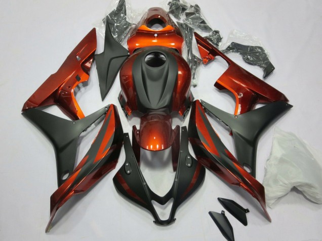 2007-2008 Honda CBR600RR Motorcycle Fairing Kits - Orange Matte Black