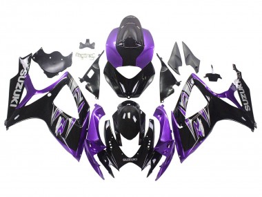 Custom 2006-2007 Suzuki GSXR 600 / GSXR 750 Motorcycle Fairing Kits - Purple Glossy Black