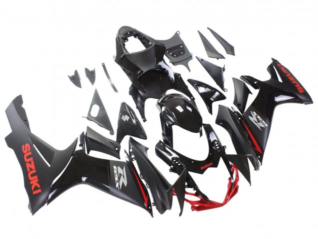 2011-2024 Suzuki GSXR 600 / GSXR 750 Motorcycle Fairings - Black Grey Red Line