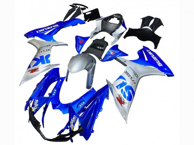 2011-2024 Suzuki GSXR 600 / GSXR 750 Motorcycle Fairings - Blue Silver Ecstar