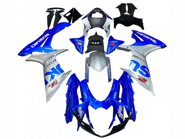 2011-2024 Suzuki GSXR 600 / GSXR 750 Motorcycle Fairings - Blue Silver Ecstar