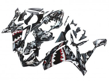Custom 2007-2008 Yamaha YZF 1000 R1 Motorcycle Fairings - Grey White Camouflage Shark