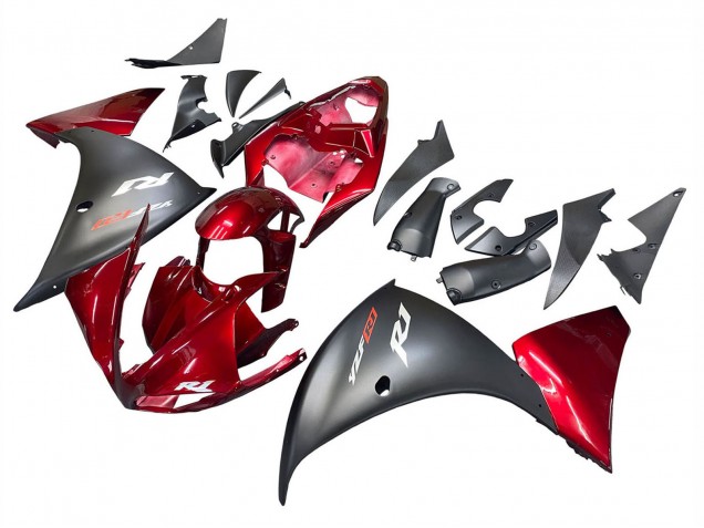 2009-2011 Yamaha YZF 1000 R1 Motorcycle Fairings - Red Matte Black