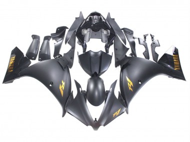 Custom 2012-2014 Yamaha YZF 1000 R1 Motorcycle Fairings - Matte Black Gold Decals