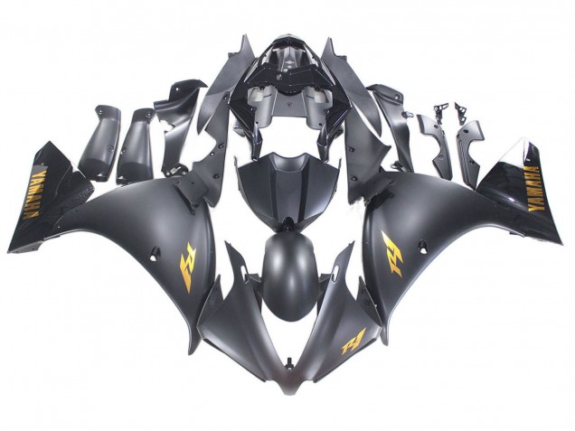 2012-2014 Yamaha YZF 1000 R1 Motorcycle Fairings - Matte Black Gold Decals