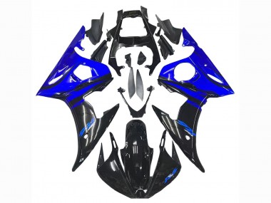 Custom 2006-2009 Yamaha YZF R6S Motorcycle Fairings - Blue Glossy Black