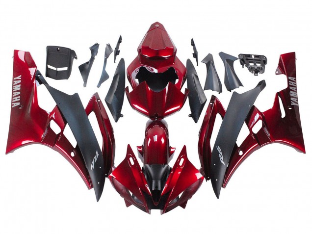 2006-2007 Yamaha YZF 600 R6 Motorcycle Fairing - Red Matte Black
