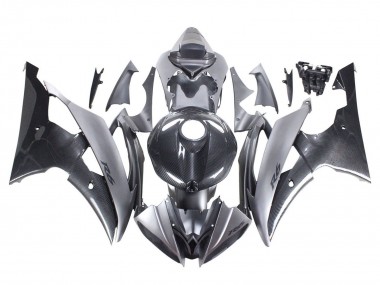 Custom 2008-2016 Yamaha YZF 600 R6 Motorcycle Fairings - Grey Black Carbon Fiber Style