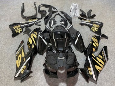 Custom 2021-2025 Kawasaki ZX10R Motorcycle Fairings - Glossy Black Gold Elf Snow