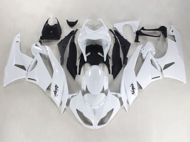 2009-2012 Kawasaki ZX6R Motorcycle Fairings - White Black Ninja