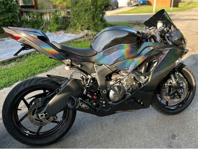 2019-2022 Kawasaki ZX6R Motorcycle Fairings - Black Rainbow