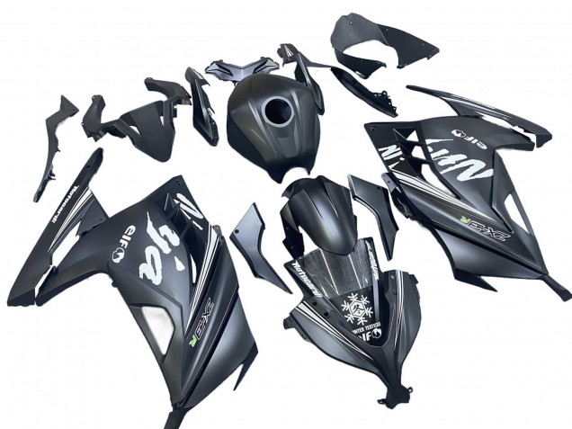 2013-2024 Kawasaki EX300 Motorcycle Fairings - Matte Black White Elf Snow