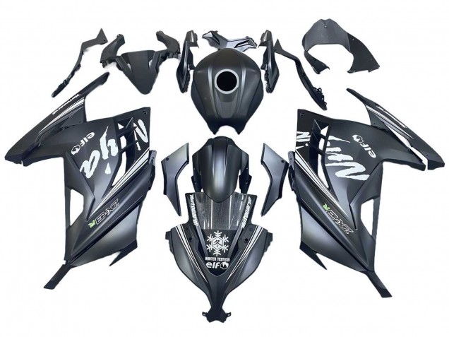 2013-2024 Kawasaki EX300 Motorcycle Fairings - Matte Black White Elf Snow