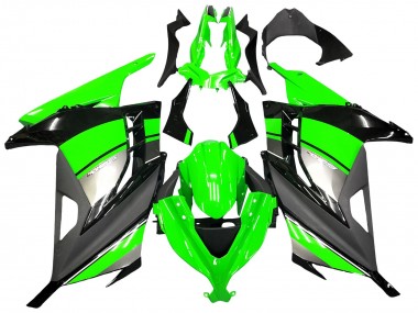 Custom 2013-2024 Kawasaki EX300 Motorcycle Fairings - Green Silver Black