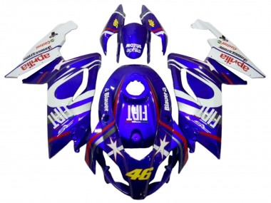 Custom 2006-2011 Aprilia RS125 Motorcycle Fairings - White Blue Fiat 46