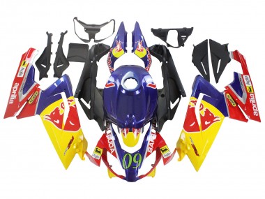 Custom 2006-2011 Aprilia RS125 Motorcycle Fairings - Yellow Dark Blue Red Bull