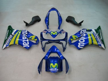 Custom 2004-2007 Honda CBR600 F4i Motorcycle Fairings - Blue Yellow Green MoviStar