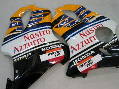Custom 2004-2007 Honda CBR600 F4i Motorcycle Fairings - Yellow Blue White Black Nastro Azzurro