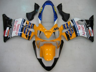 Custom 2004-2007 Honda CBR600 F4i Motorcycle Fairings - Yellow Blue White Black Nastro Azzurro
