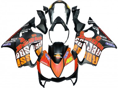 Custom 2004-2007 Honda CBR600 F4i Motorcycle Fairings - Matte Black Orange Rossi