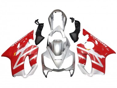 Custom 2004-2007 Honda CBR600 F4i Motorcycle Fairings - Silver Red